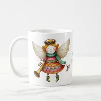 Cute Christmas Folk Art Angel Coffee Mug