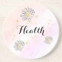 * INTENTION HEALTH Floral +  Rainbow Glitter Round Coaster