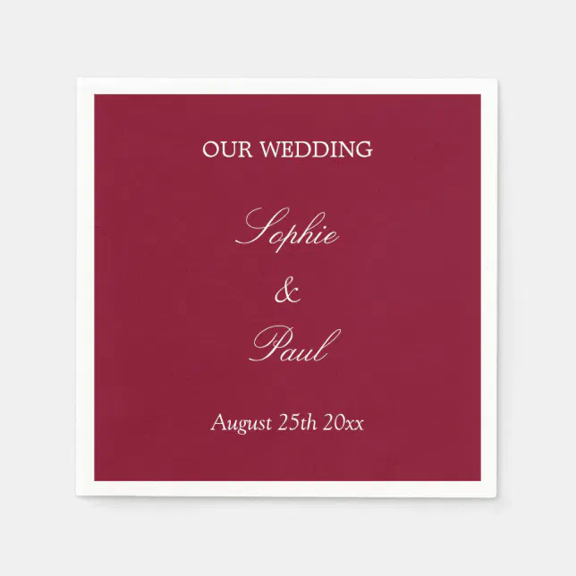 Elegant Burgundy Red Wedding Napkins