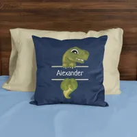 Personalized Kids Dinosaur Cute Blue Custom Throw Pillow