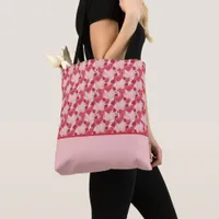 Crimson Red Blush Pink Hearts Roses Color Block Tote Bag