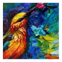 A Beautiful Hummingbird Mixed Media Painting Acrylic Print
