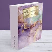 Lilac Glitter Watercolor Faux Gold Foil 3 Ring Binder