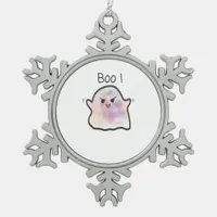 Little Boo Is Cheeky Funny Meme Snowflake Pewter Christmas Ornament