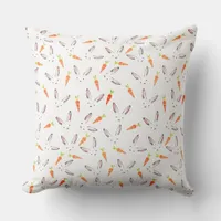 Rabbit Face and Carrot Pattern, Easter, ZSSG Throw Pillow