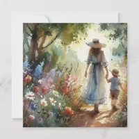 Woman and Child Hand-in-Hand Garden Mother's Day Card