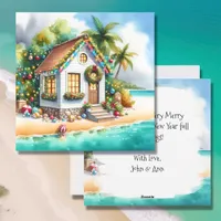 Tiny Home on the Beach Festive Christmas Holiday Card