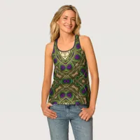 Eastern Peacock Magic Purple+Green Geometry Tank Top