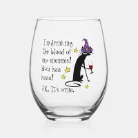 Blood of My Enemies, JK Wine, Black Cat Stemless Wine Glass