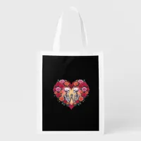 Skeleton Couple Holding Hands Inside A Heart Of Ro Grocery Bag