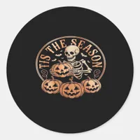 Tis Season Snowmobile Red Plaid Classic Round Sticker