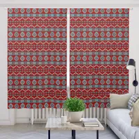 Southwest Mesas Turquoise & Red Geometric 50x84in Blackout Curtains