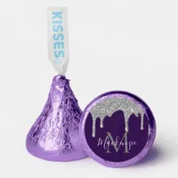 Silver Purple Glam Dripping Glitter Monogram Hershey®'s Kisses®
