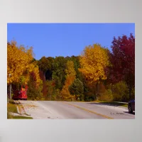 Egg Harbor, WI Fall Season with Trolley Car Poster