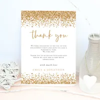 Glam Gold Glitter Borders Engagement Thank You Card