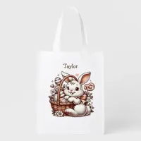 Personalized Cute Easter Bunny  Grocery Bag