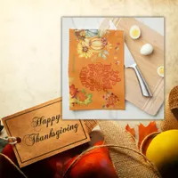 Thanksgiving Friendsgiving Autumn on orange | Kitchen Towel