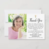 Simple Cross Photo Personalized Sympathy Funeral Thank You Card