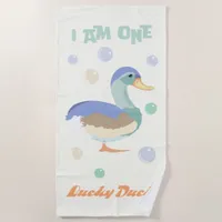 One Lucky Duck &  Bubbles  sweet yellow Beach Towel