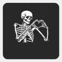 Skeleton Heart Hands Sign Halloween Costume Trendi Square Sticker