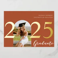 Terracotta Arch Foil Photo Graduation Announcement