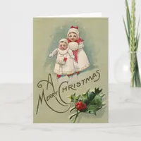 Vintage Christmas Children Holiday Card