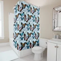 Magnificent Realm of Morpho Rainbow Butterlies Shower Curtain