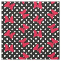 black & white polka dots with big red cartoon bows fabric