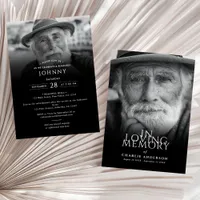 Modern Elegant 2-Photo Funeral/Memorial Service Invitation
