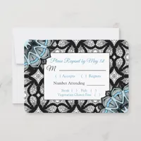 Black and Blue Mandala Wedding RSVP card
