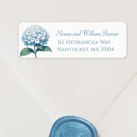 Elegant Light Blue Hydrangea Flower Return Address Label