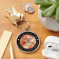 Elegant 32nd Bronze Wedding Anniversary Keychain