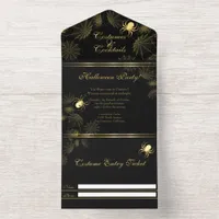 Gold Spiders Halloween Party  All In One Invitation