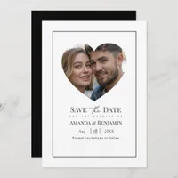 Minimalist Black and White Wedding Photo Save The Date