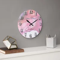 Enjoy Your Retirement Pastel Fluid Colors Large Clock