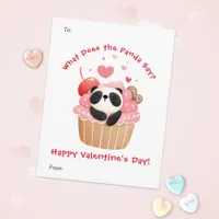 Cute Panda in Cupcake Custom Kids Valentine's Day Holiday Card