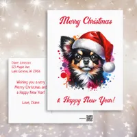 Chihuahua Dog in Santa Hat Christmas   Postcard