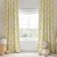 Yellow Peony Floral Pattern  Blackout Curtains