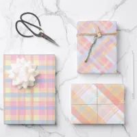 Pretty Cute Pastel Retro Classic Plaid Patterns Wrapping Paper Sheets