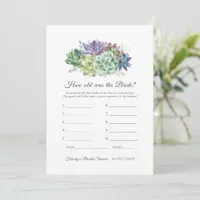 Succulents Bridal Shower Game Invitation