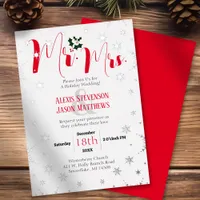 Winter Snowflake Mr and Mrs Christmas Wedding Foil Invitation