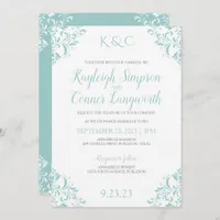 Vintage Wedding Invitations | Light Turquoise-Teal