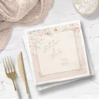 French Romance Wedding Floral Frame Blush ID870 Napkins