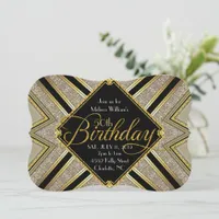 Gatsby Black and Gold 50th Birthday Invitation