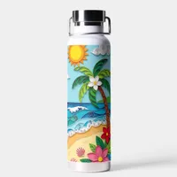 Palm Trees on the Beach  Water Bottle