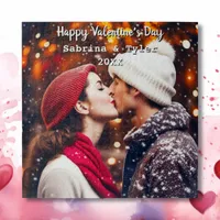 Happy Valentine's Day Personalized Photo & Names Jigsaw Puzzle