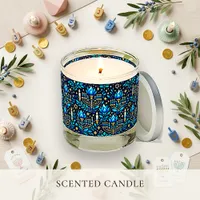 Festive Blue Gold Menorah Scented Candle