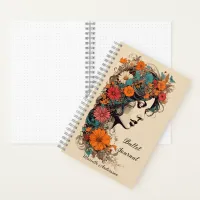 Retro Girl with Flowers in her Hair Notebook