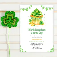 Little Lucky Charm Clover Cupcake Baby Shower Invitation