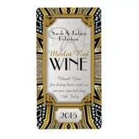 Wine Bottle Labels | Gold+Taupe+Black Art Deco v5